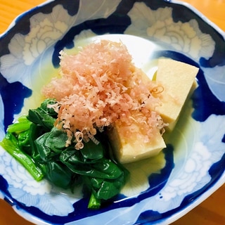 高野豆腐とほうれん草の白出汁煮